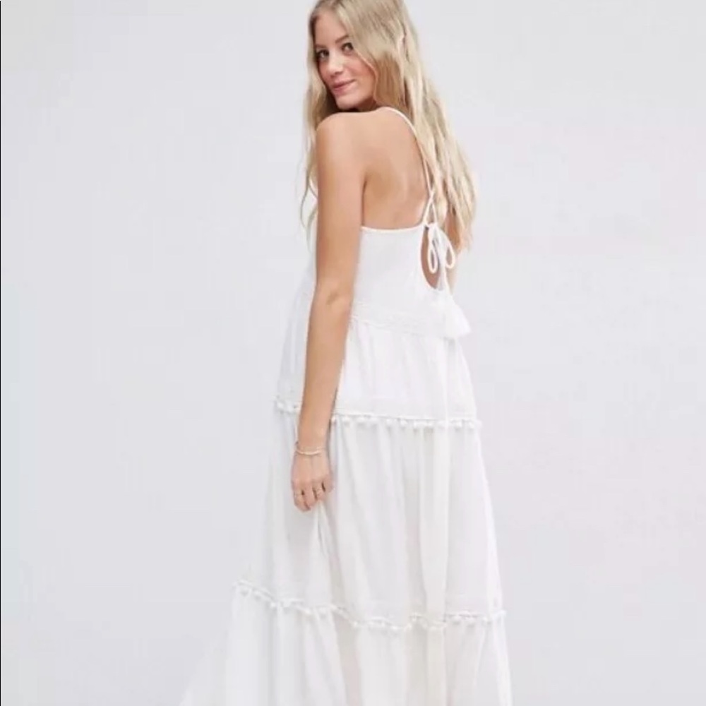 ASOS White Maternity Dress Flowy Boho Baby shower - Picture 2 of 6